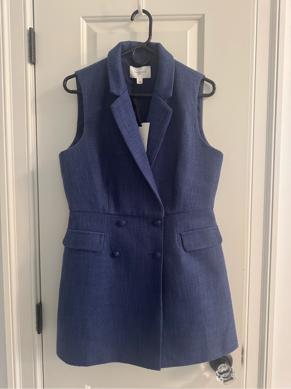 Pomander place Tailored Sleeveless Double-Breasted Navy Bouclé Skort